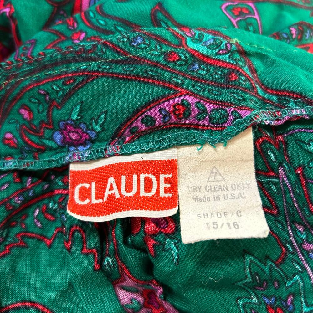 Vtg Claude Floral Midi Skirt Womens 15/16 Green Fairy Whimsical Poet Peasant